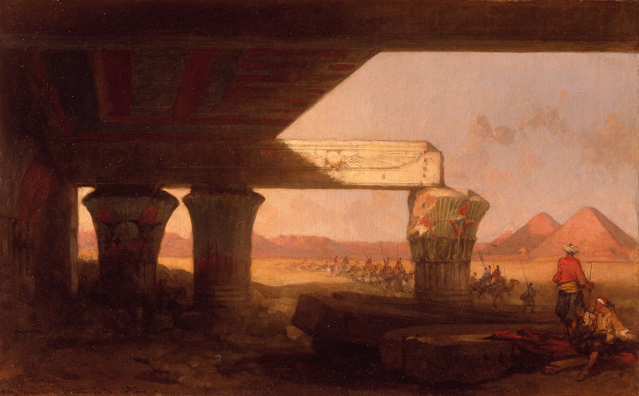 Paisagem egípcia com uma vista distante das pirâmides de David Roberts