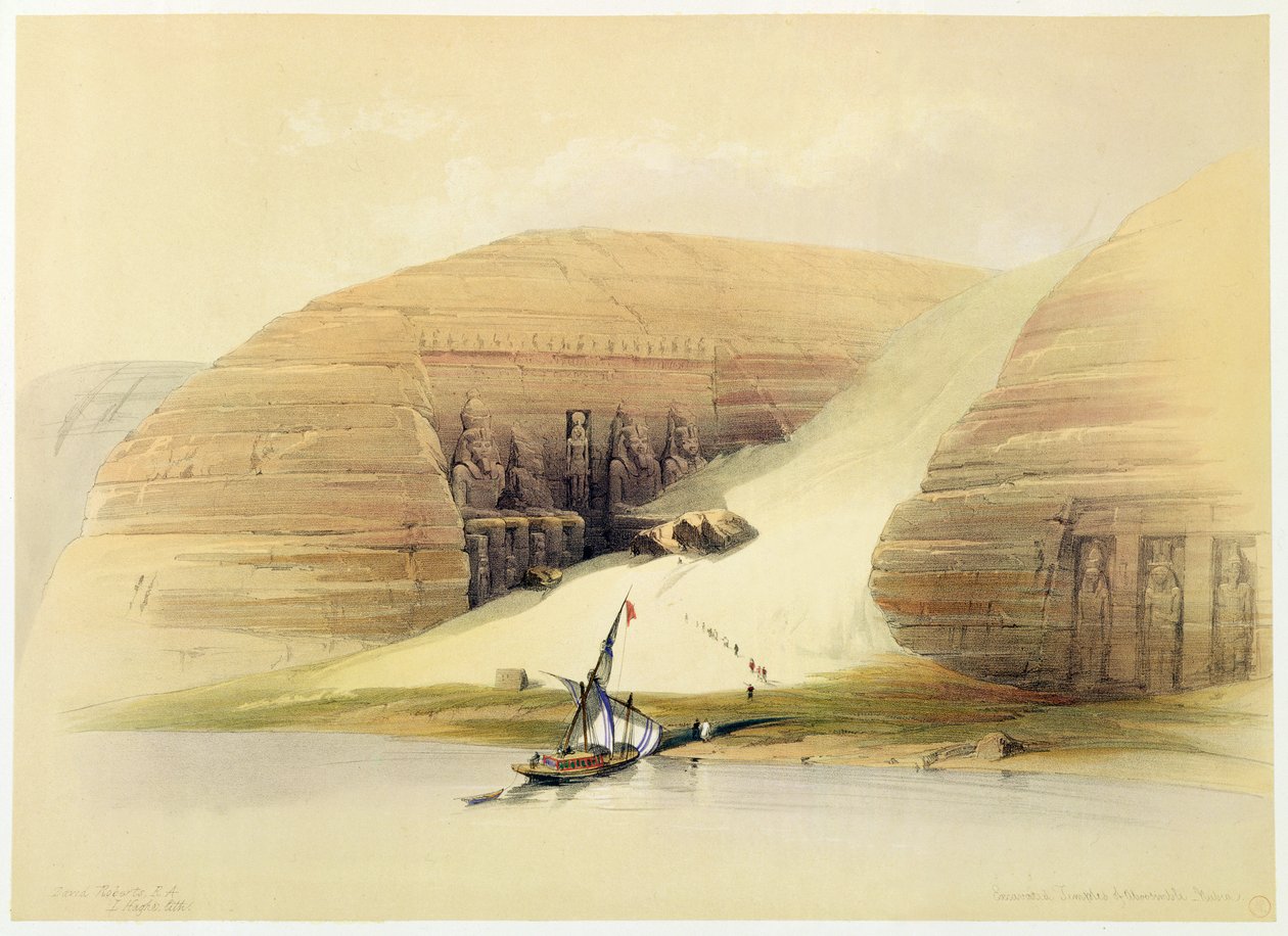 Templo escavado de Abu Simbel, Núbia, Egito, c1845 de David Roberts