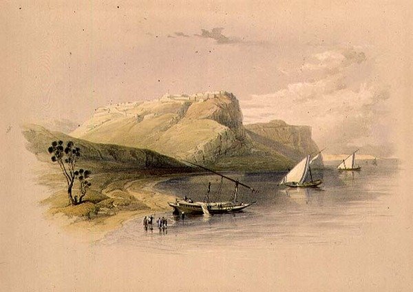 Fortaleza de Ibrim, Núbia, de "Egipto e Núbia", Vol.1 (litho) de David Roberts