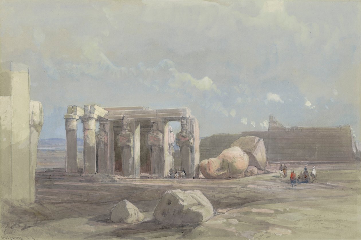 Fragmentos de uma estátua colossal no Memnonium, Tebas de David Roberts