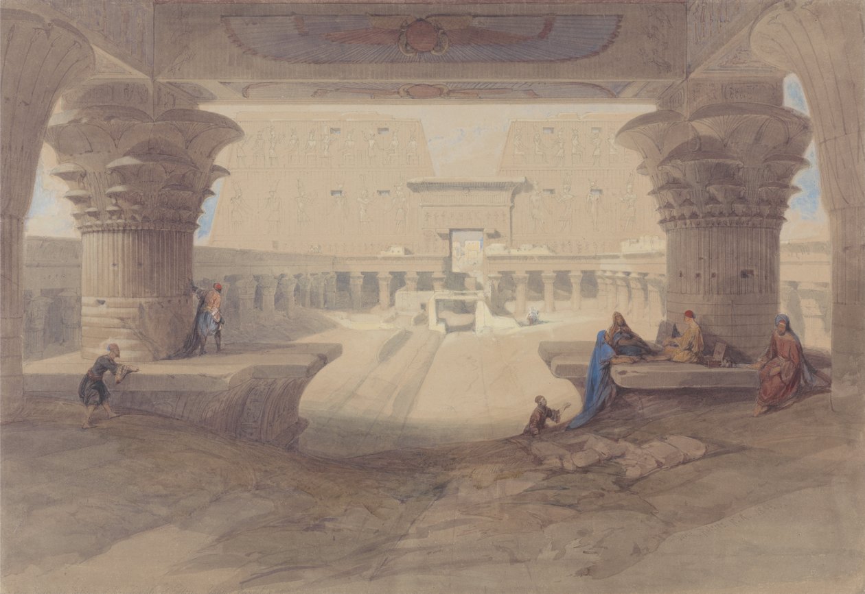 Sob o pórtico do Templo de Edfu, no Alto Egito de David Roberts