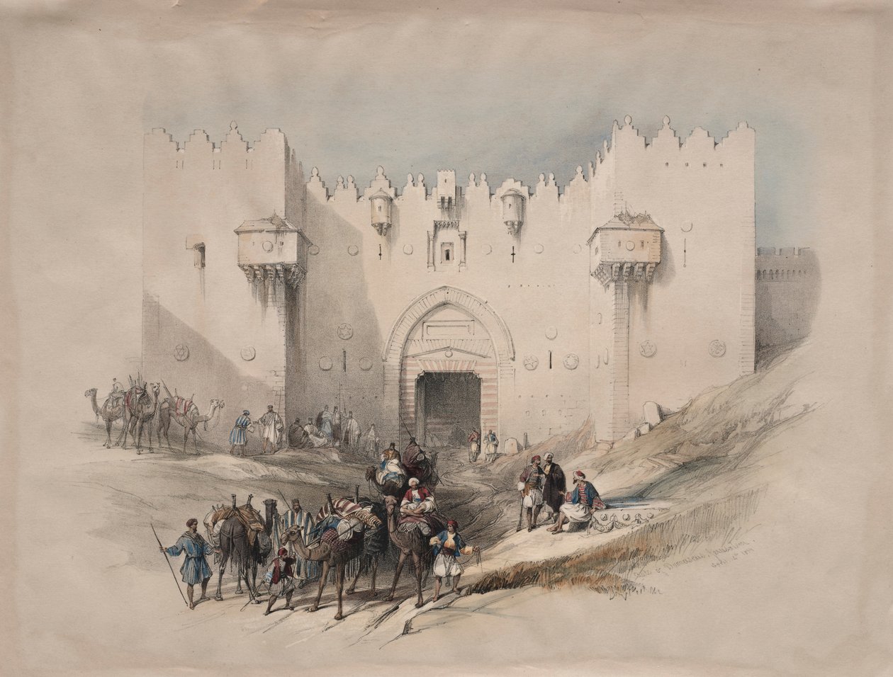 Portão de Damasco, Jerusalém, 1839. de David Roberts