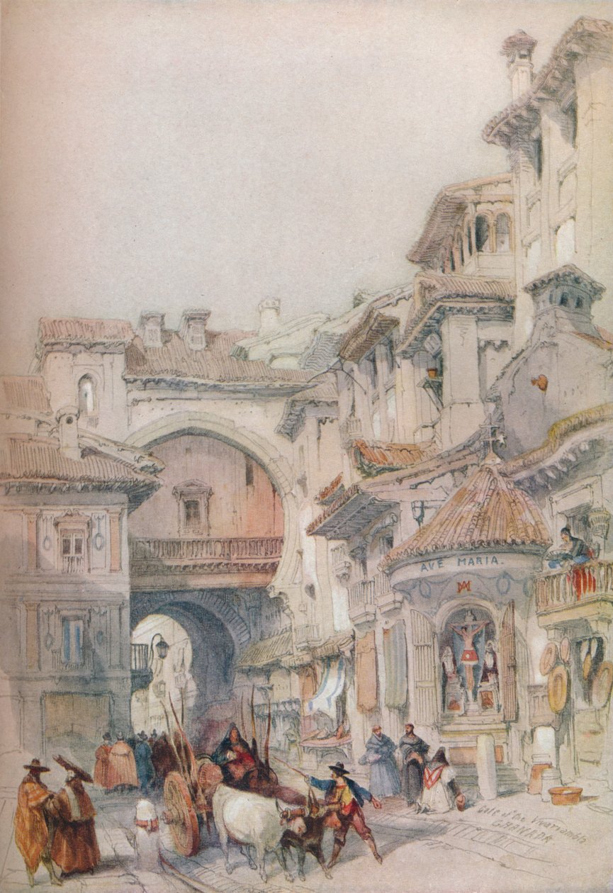 Portão da Vivarrambla, Granada, década de 1830, 1930. de David Roberts