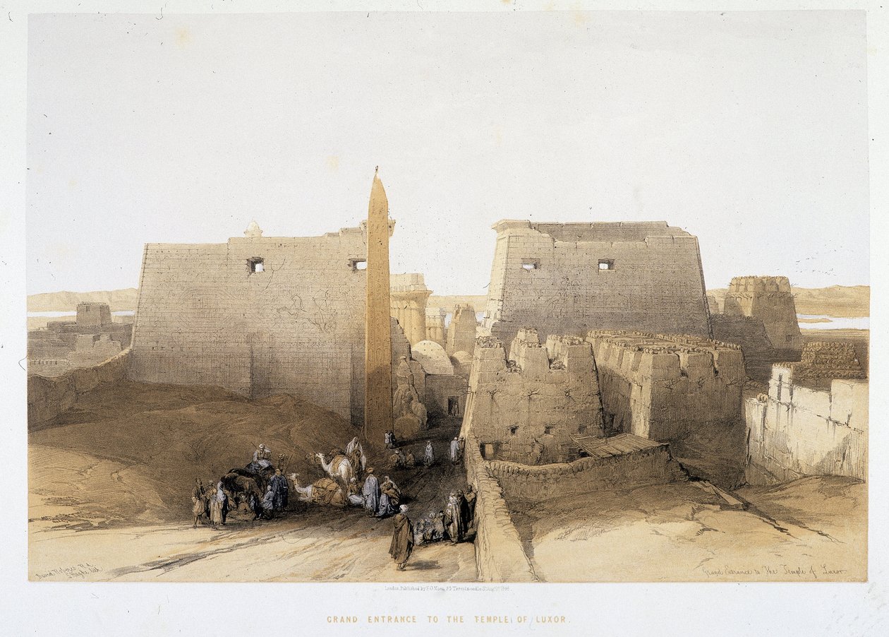 Grande entrada para o Templo de Luxor (Luxor) em "The Holy Land", Londres 1849 de David Roberts