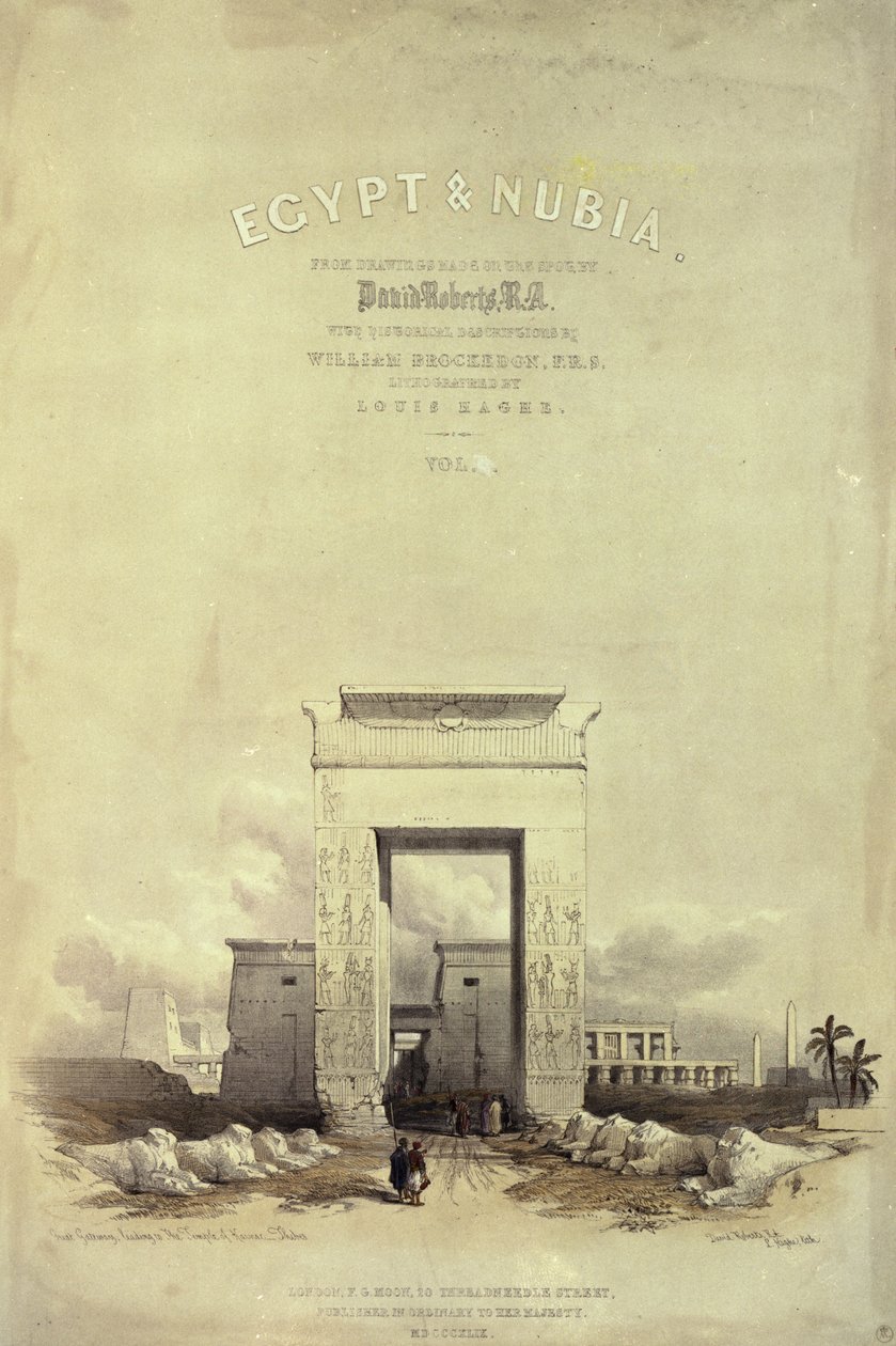 Grande Portal que leva ao Templo de Karnak, título para &39;Egito e Núbia&39;, litografia de Louis Haghe, publicada em 1849 (lito) de David Roberts