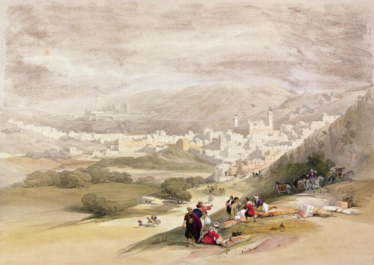 Hebron, 18 de março de 1839 do Volume II da "Terra Santa"; gravado por Louis Haghe (1806-85) publicado em Londres, 1842, publicado em Londres, 1842 de David Roberts
