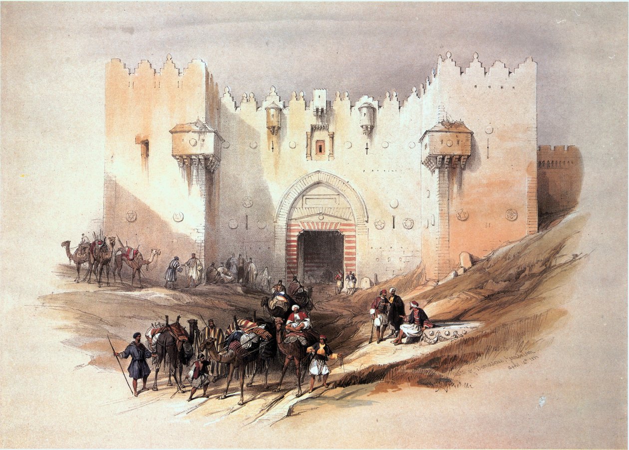 Na Terra Santa: Jerusalém, a Porta de Damasco (gravura) de David Roberts