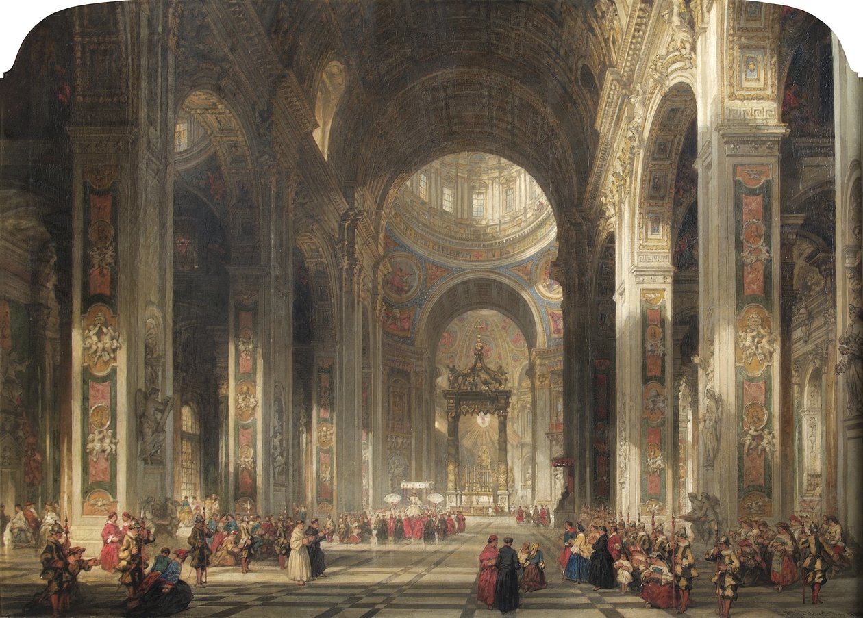 Interior de São Pedro, Roma, 1862 de David Roberts