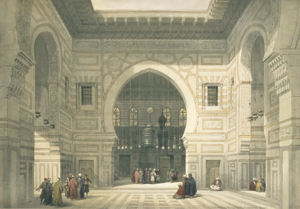 Interior da Mesquita do Sultão Hasan, Cairo, do Egito e da Núbia, Vol. 3 de David Roberts