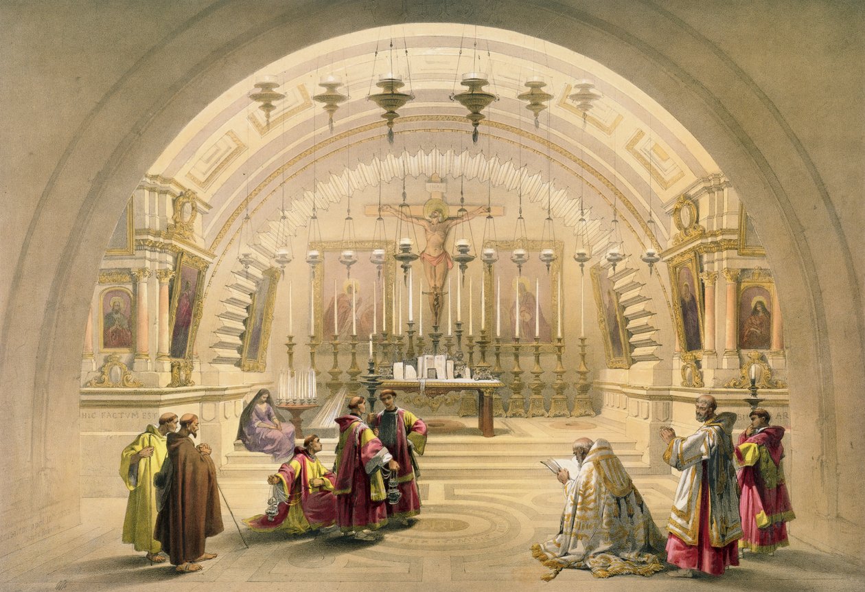 Jerusalém, 10 de abril de 1839, placa 26 do volume I da "Terra Santa", gravada por Louis Haghe (1806-85) pub. 1842 de David Roberts