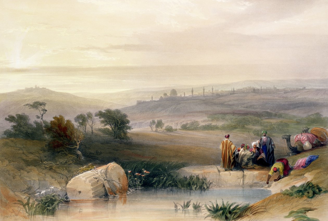 Jerusalém, abril de 1839, placa 22 do volume I da "Terra Santa", gravada por Louis Haghe (1806-85) pub. 1842 de David Roberts
