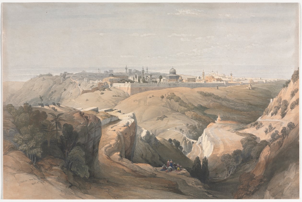 Jerusalém do Monte das Oliveiras, 1839. de David Roberts