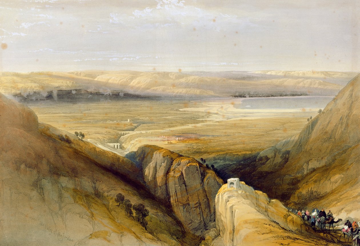 Vale do Jordão, do Volume II da "Terra Santa", de Louis Haghe (1806-85), publicado em Londres, 1842, em Londres, 1842 de David Roberts