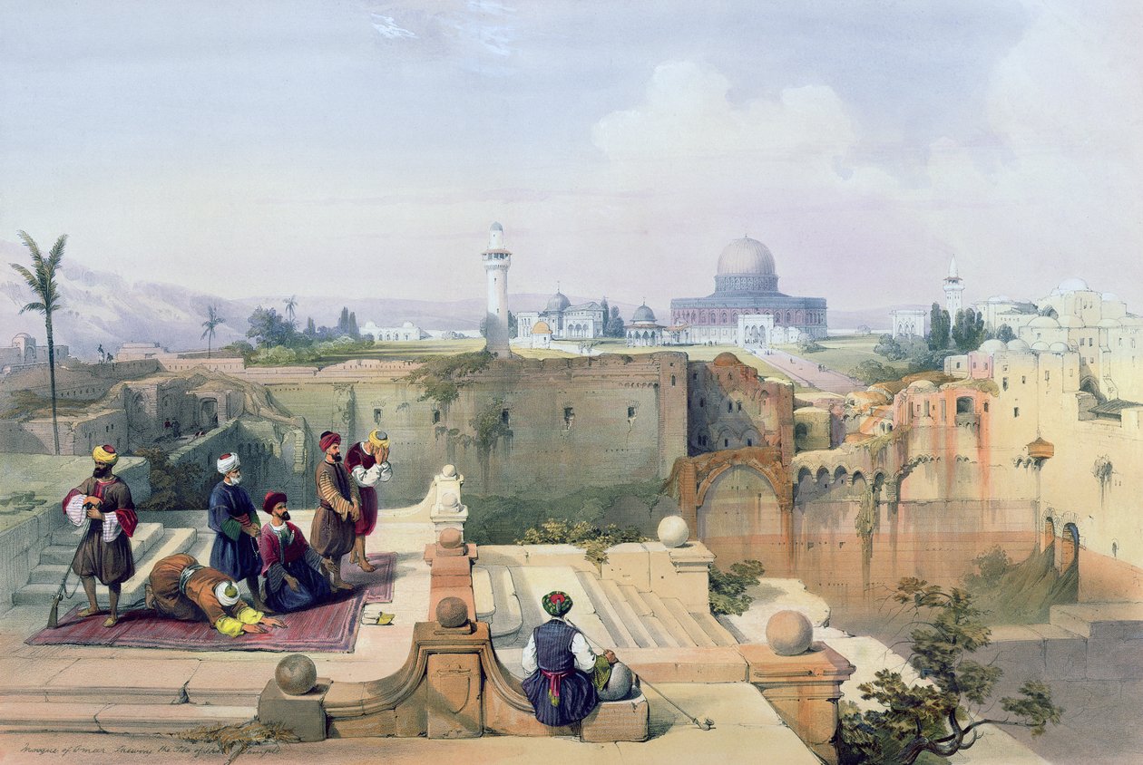 Mesquita de Omar mostrando o Sítio do Templo, prato 8 do Volume I de &39;Terra Santa&39; gravado por Louis Haghe (1806-85), publicado em 1842 de David Roberts