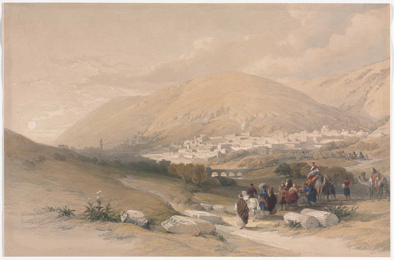 Nablus Shechem antigo, 1839. de David Roberts