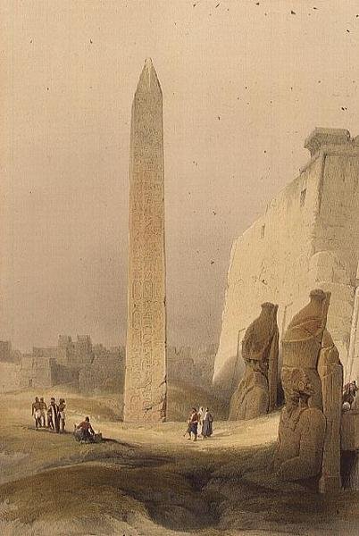 Obelisco em Luxor, de "Egypt and Nubia", Vol.1 (litho) de David Roberts