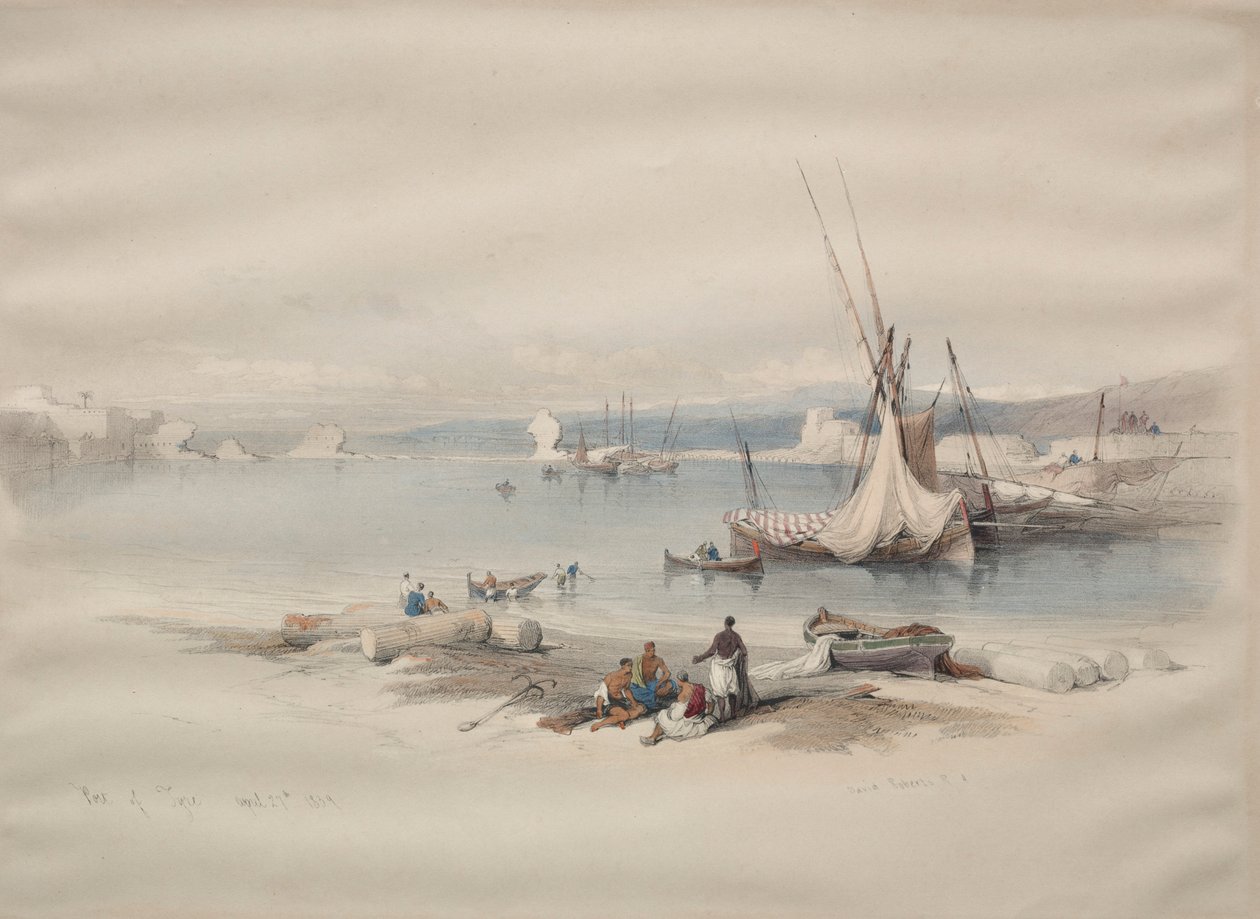 Porto de Tiro, 1839. de David Roberts