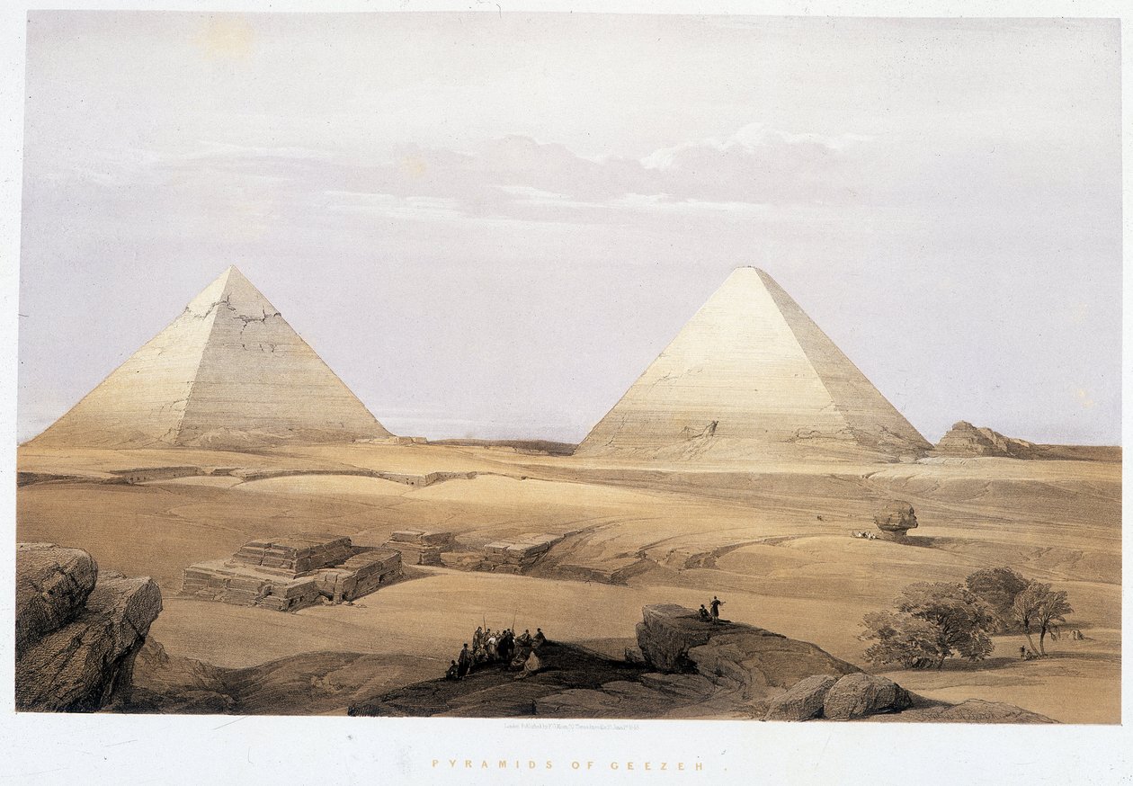 Pirâmides de Geezeh - em "The Holy Land", Londres 1849 de David Roberts