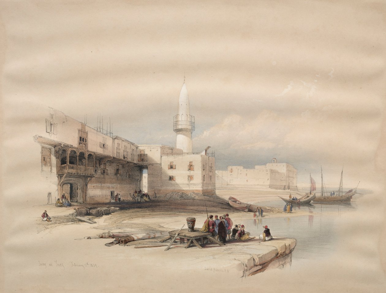 Cais em Suez, 1839. de David Roberts