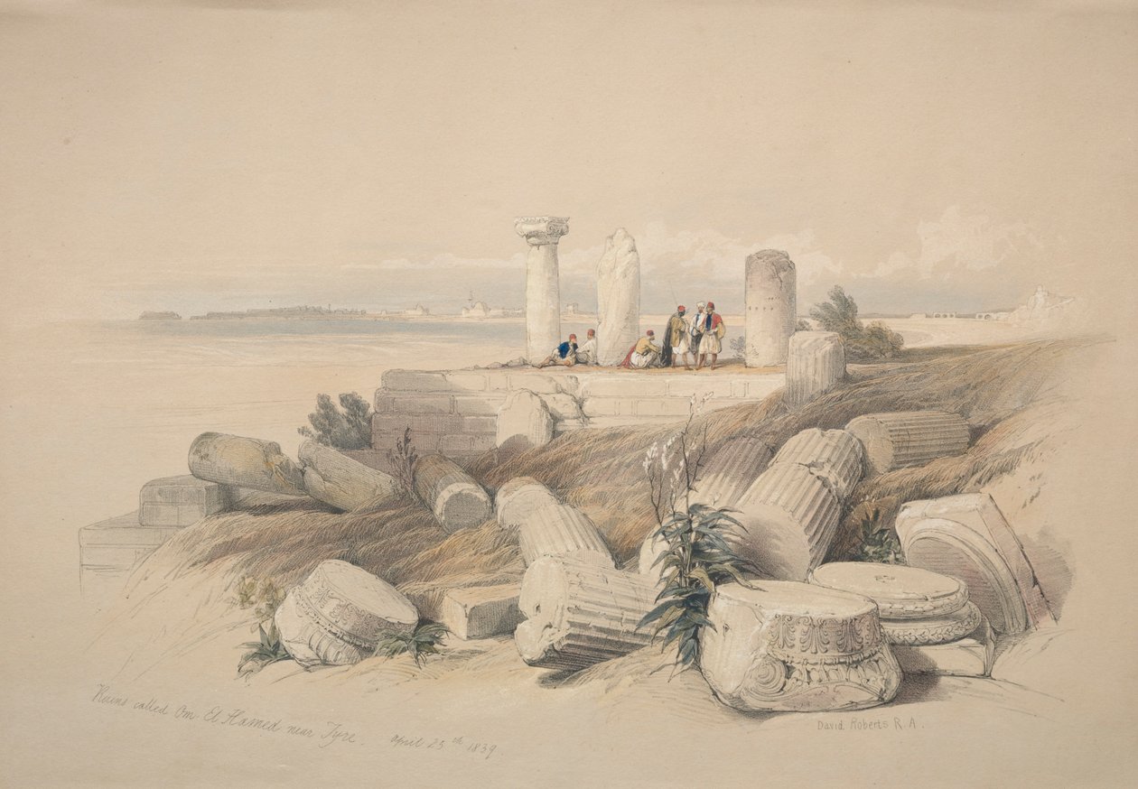 Ruínas chamadas Om El Hamed perto de Tiro, 1839. de David Roberts