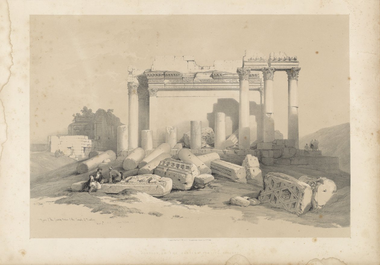 Ruínas do Pórtico Oriental do Templo de Baalbec de David Roberts