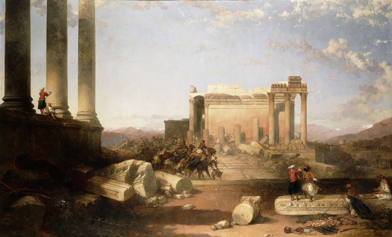 Ruínas do Templo do Sol em Baalbec, 1861 de David Roberts