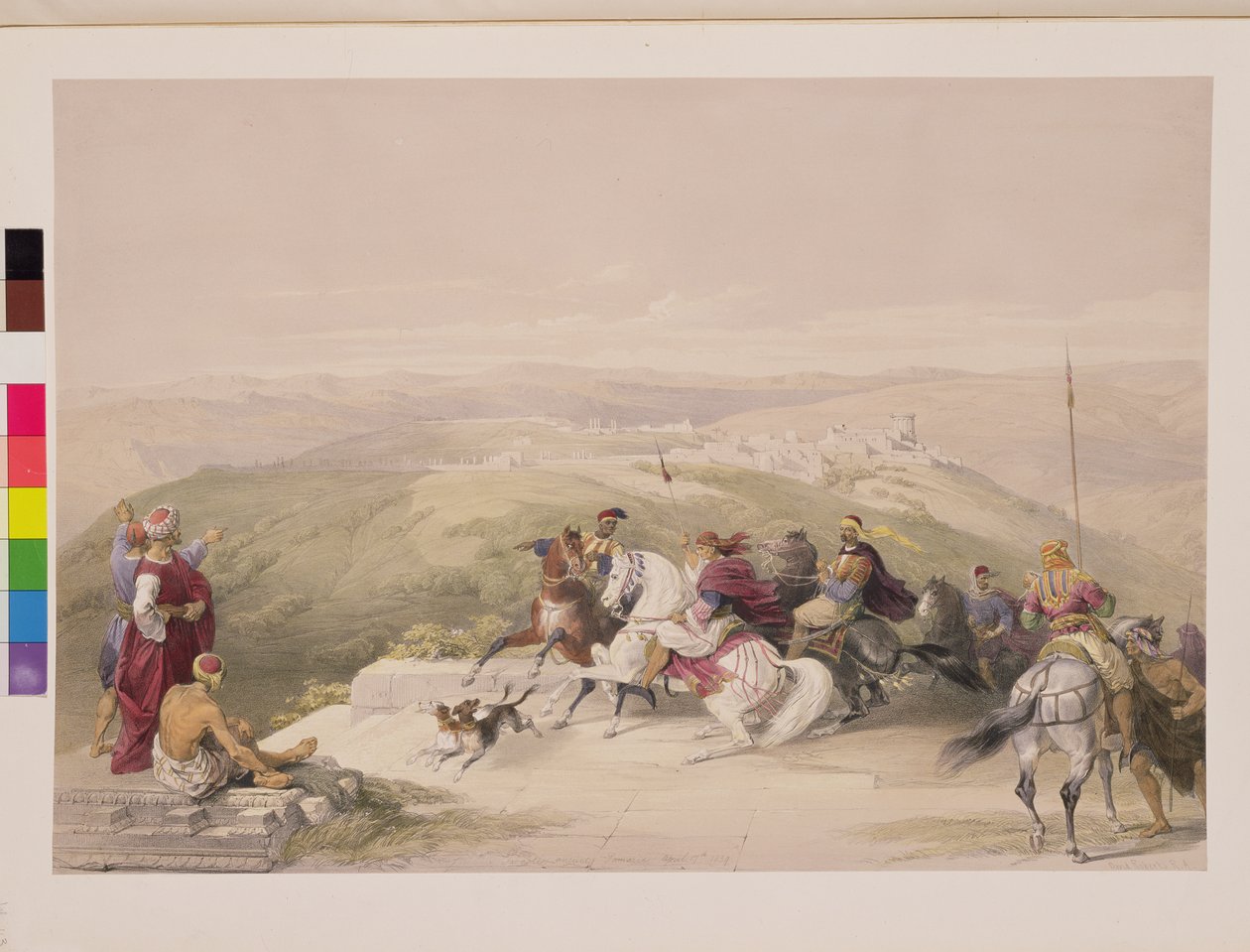 Sabaste, antiga Samaria, 17 de abril de 1839, placa 44 do Volume I da "Terra Santa", gravada por Louis Haghe (1806-85) pub. 1842 de David Roberts