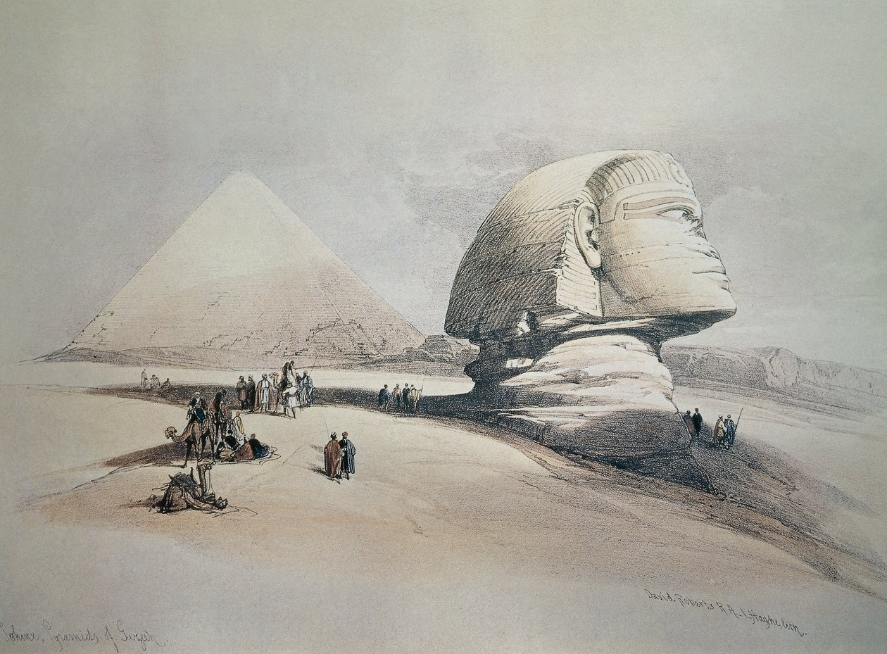 Sphynx em Gizé. Litografia de David Roberts