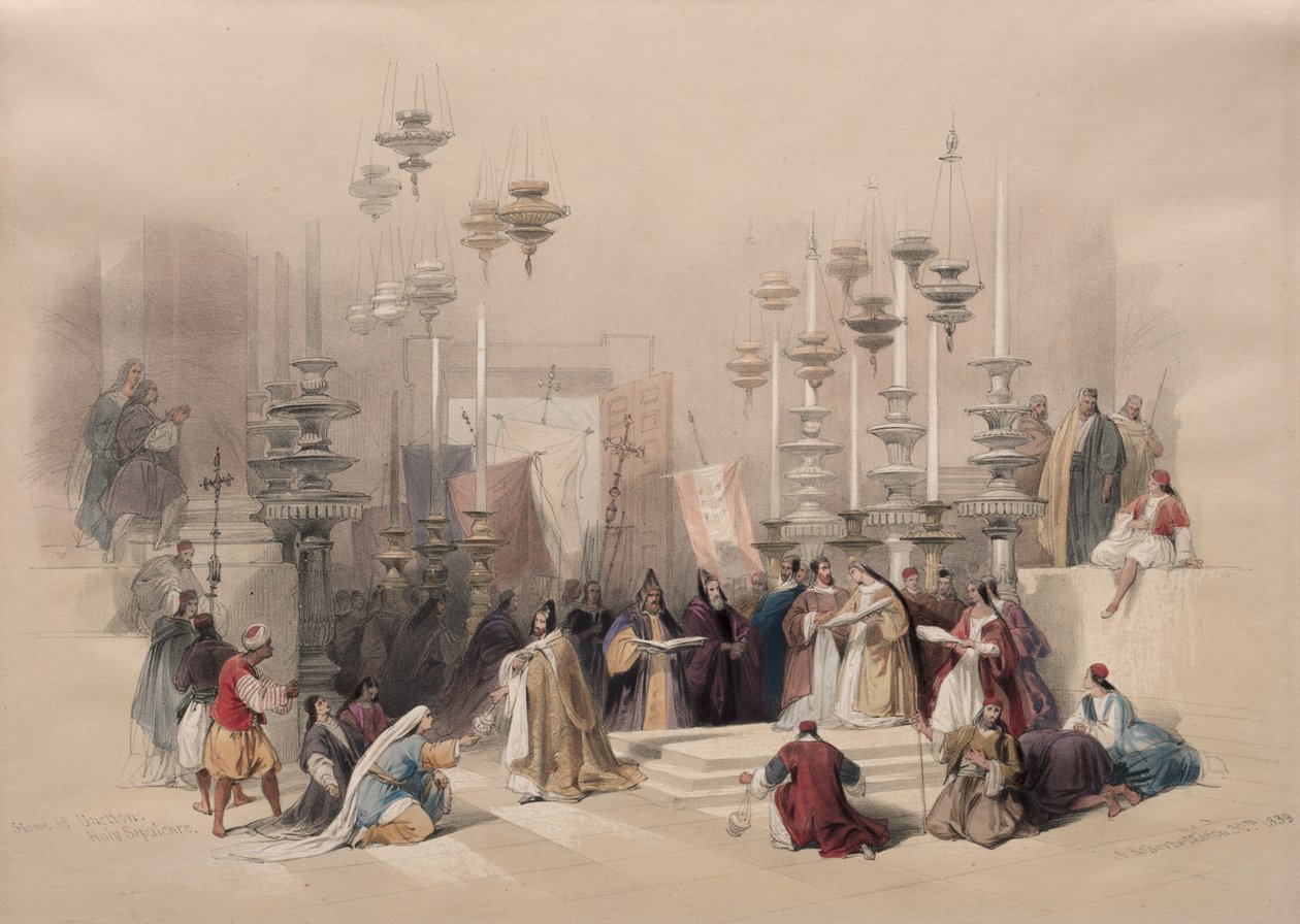 Pedra da Unção, Santo Sepulcro, 1839. de David Roberts