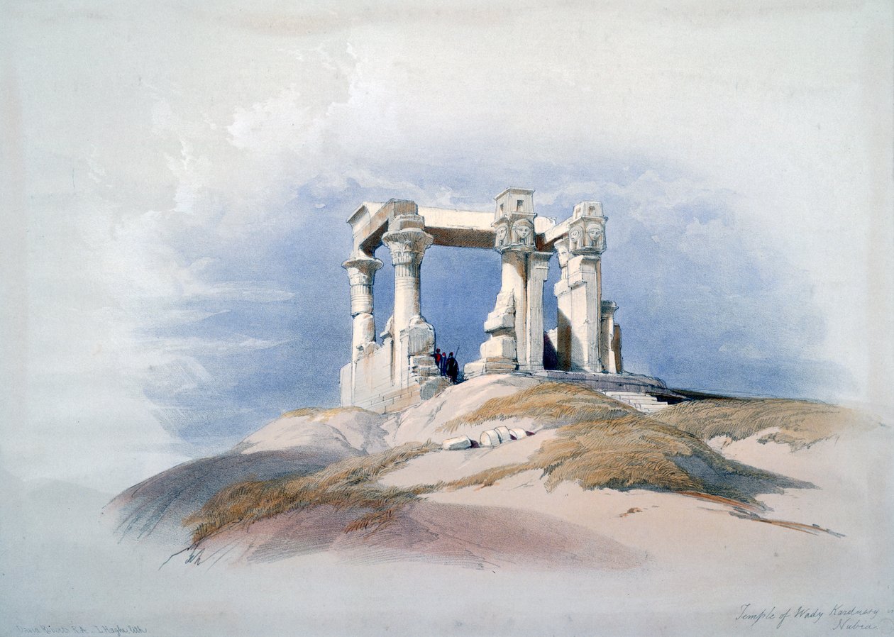 Templo de Wady Kardassy, Nubia, século XIX de David Roberts