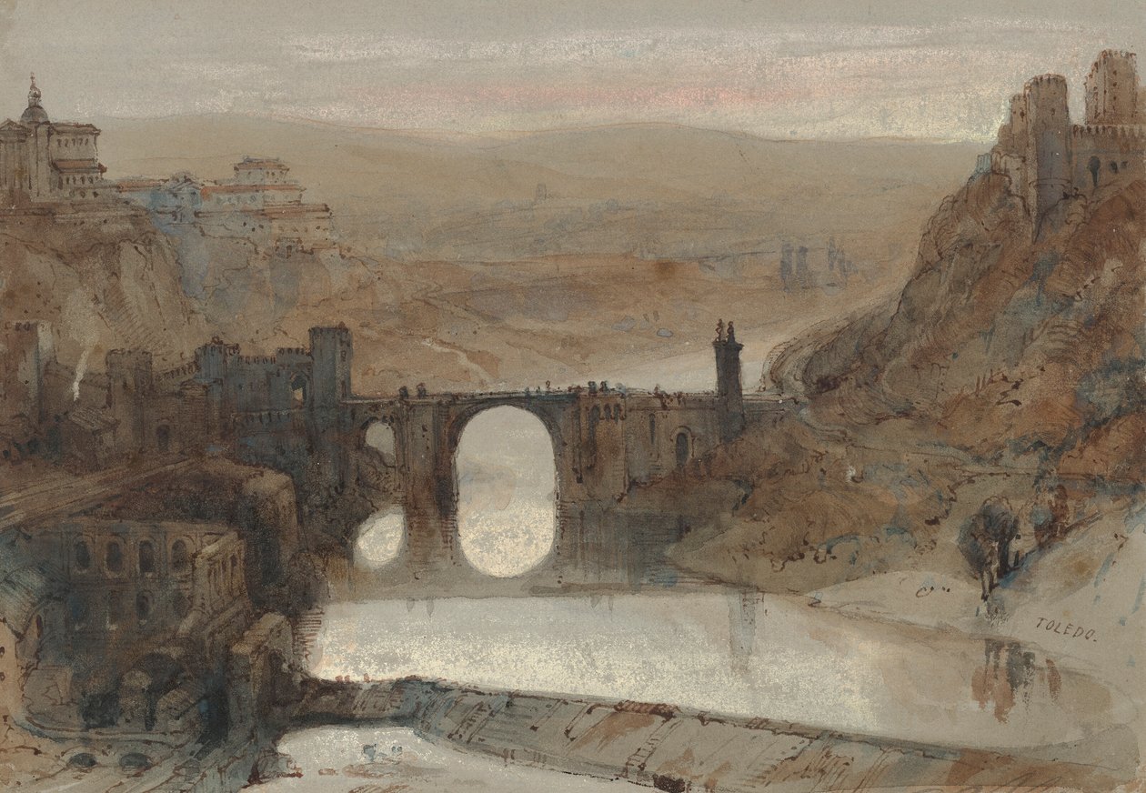 A Ponte de Toledo, perto de Madrid, Espanha de David Roberts