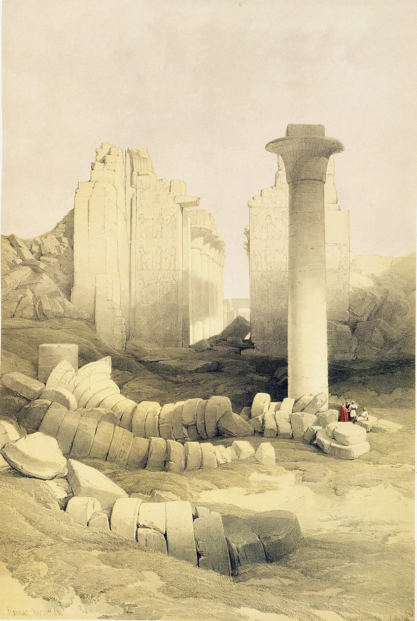 O Dromos ou Salão Central do Grande Templo de Amon, Karnak, do Egito e Nubia, Vol.2 de David Roberts