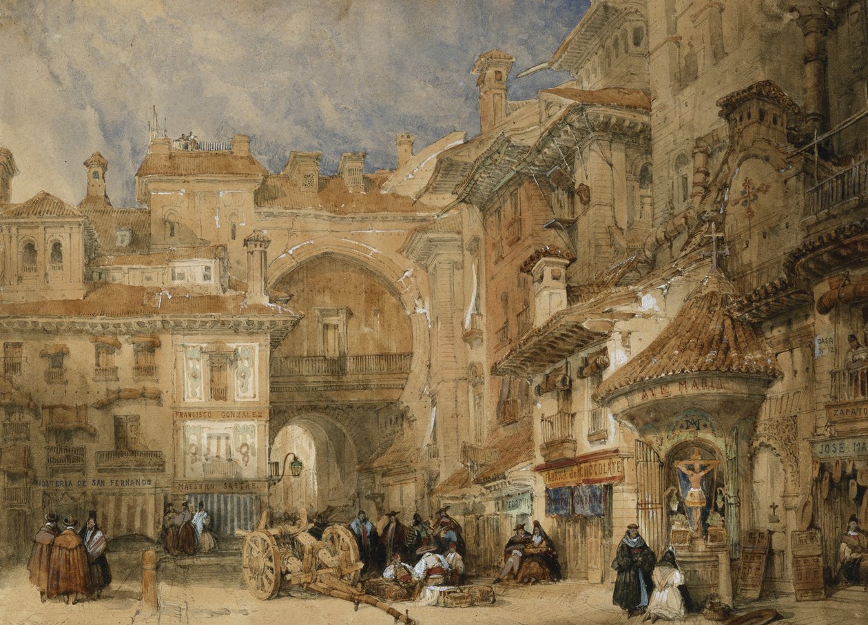 O Portão da Viva Rambla, Granada, 1834 de David Roberts