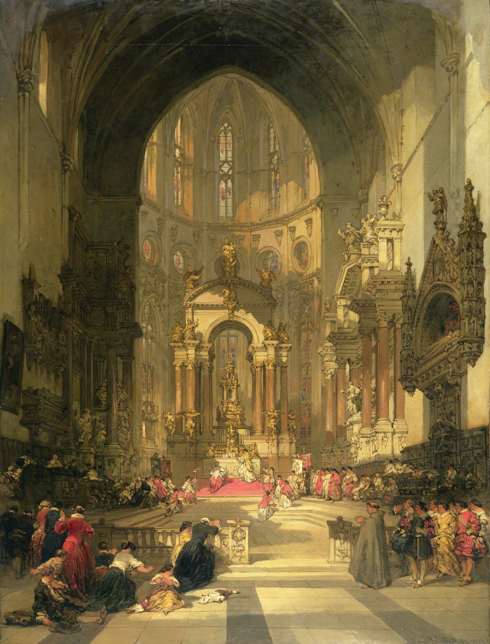 O Altar-mor da Igreja de SS. Giovanni e Paolo, Veneza (aguarela sobre papel) de David Roberts