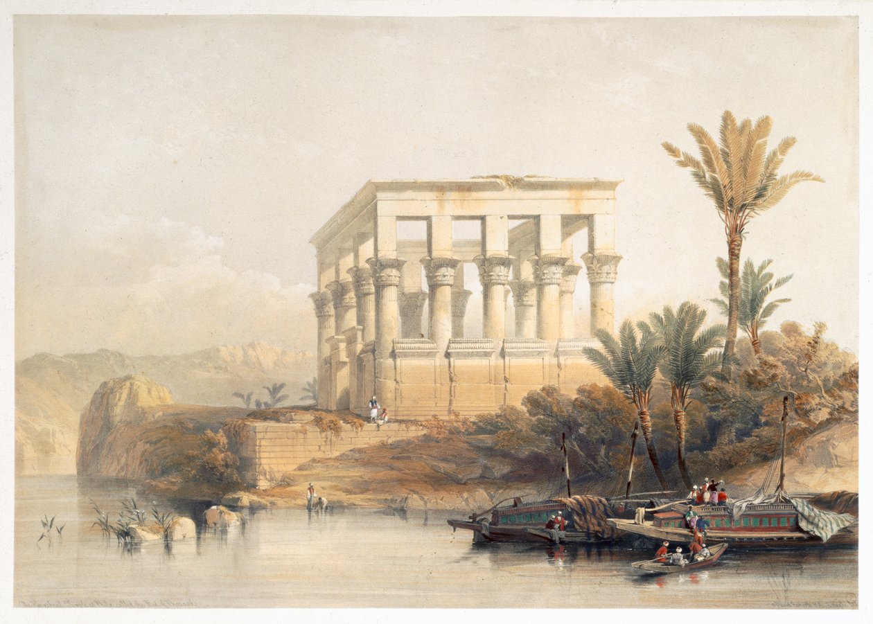O Templo Hypaethral em Philae, chamado de Bed of Pharaoh, Egito, 1849 de David Roberts