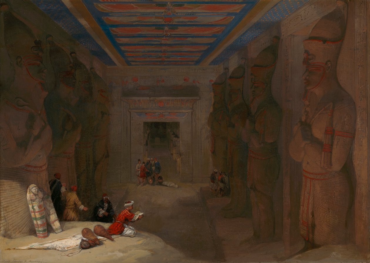 O Salão do Hipostilo do Grande Templo em Abu Simbel, Egipto de David Roberts