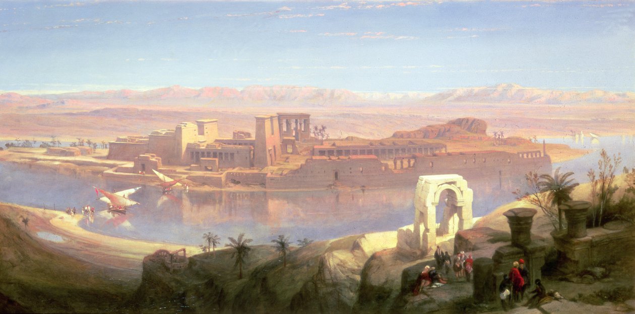 A, ilha, de, Philae, núbia de David Roberts