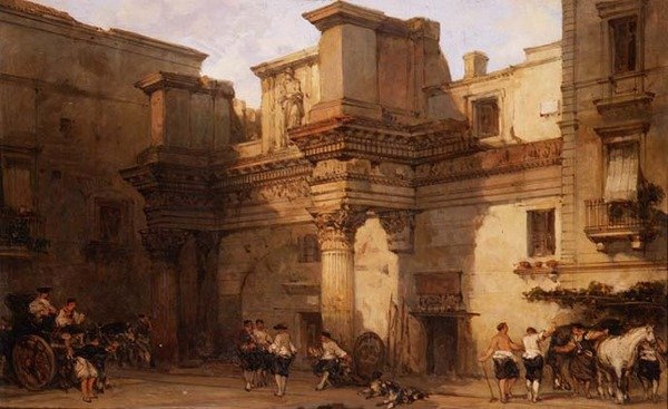 O Palácio de Minerva, Roma de David Roberts