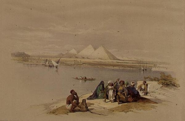 As Pirâmides de Gizé do Nilo, do "Egito e Núbia", Vol.1 (litho) de David Roberts