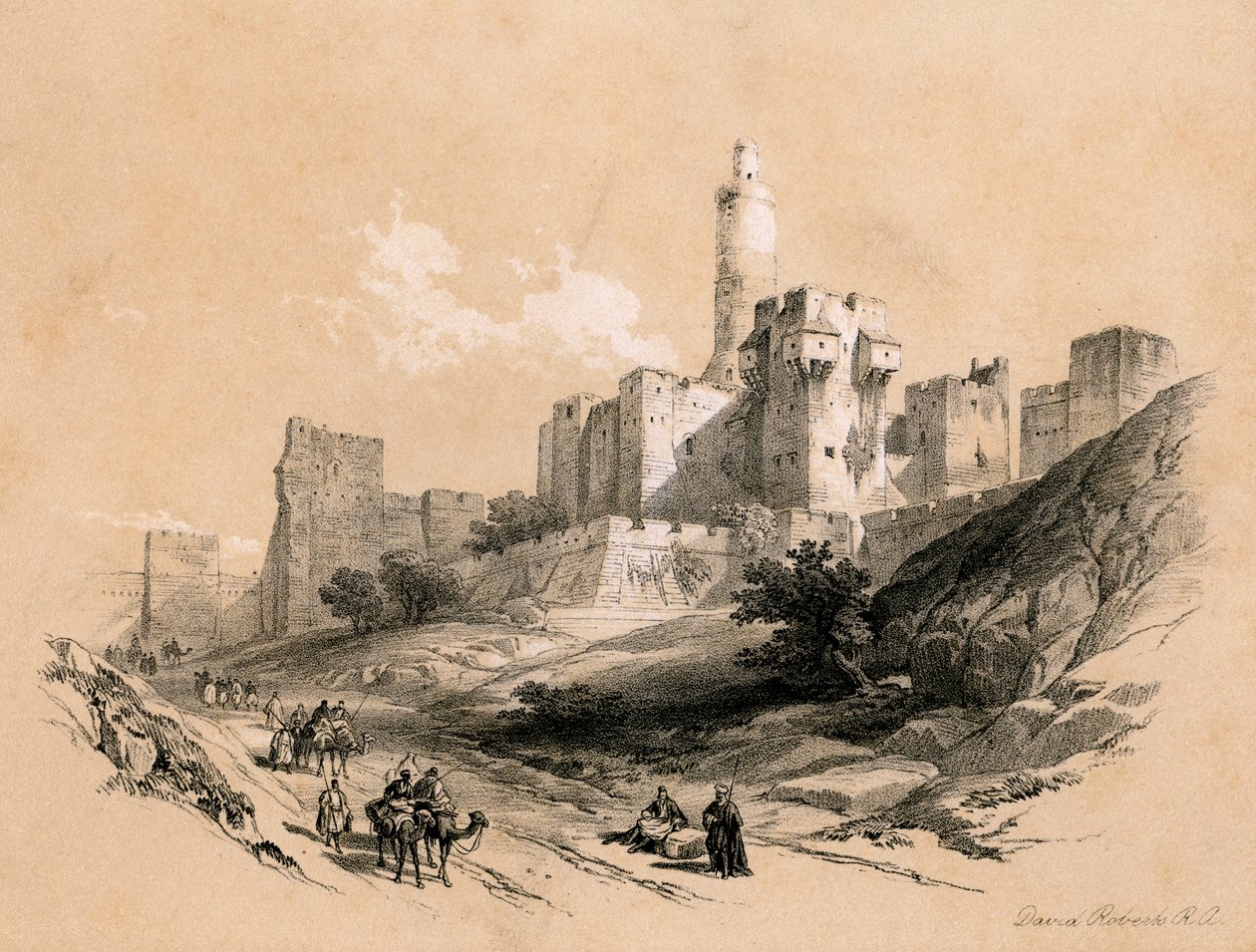 A torre de David, Jerusalém, Israel, 1855. de David Roberts
