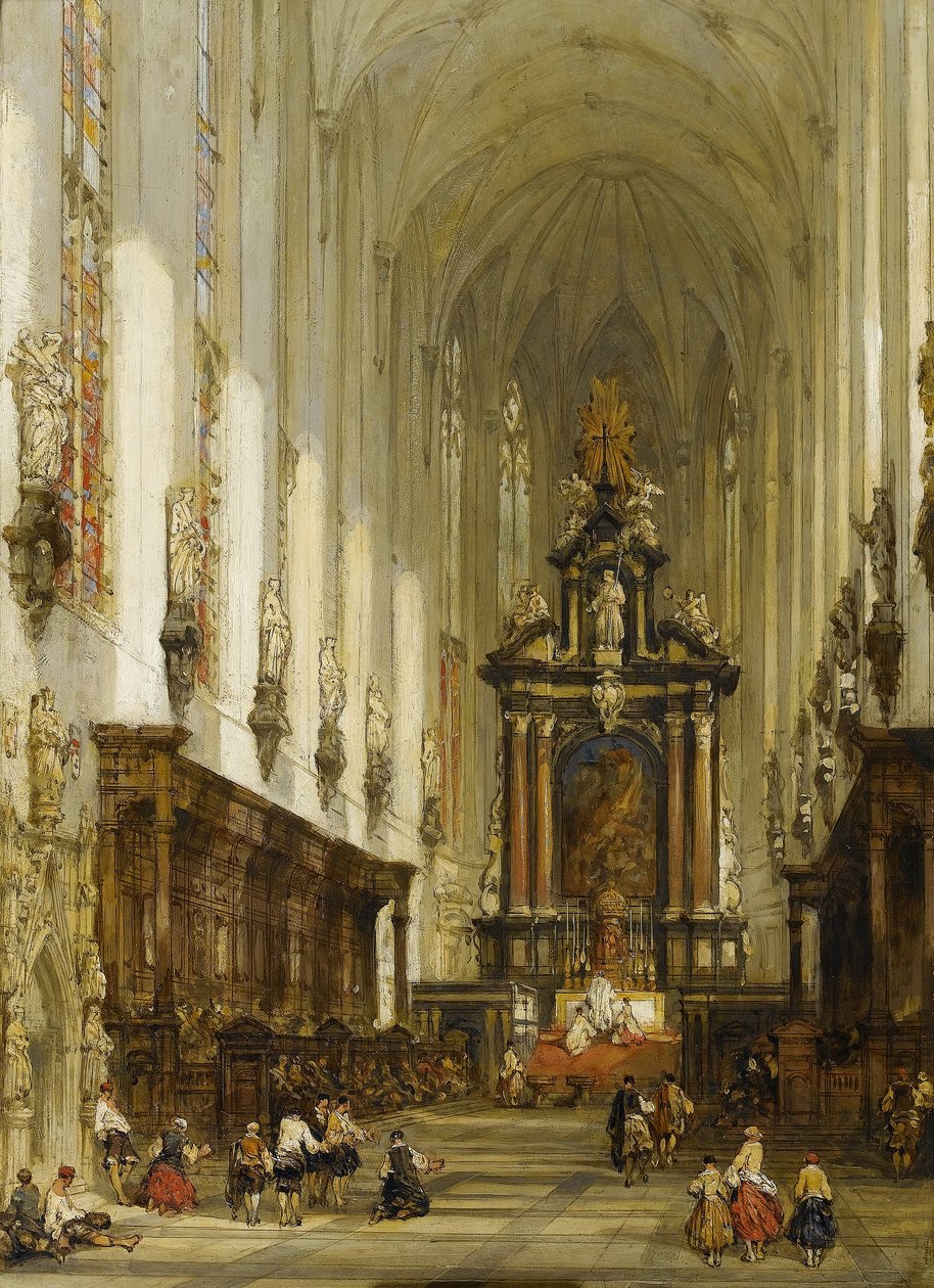 O interior da Basílica de São Paulo em Antuérpia de David Roberts