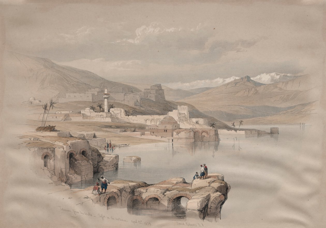 Tiberias, de The Walls, Safet in the Distance, 1839. de David Roberts
