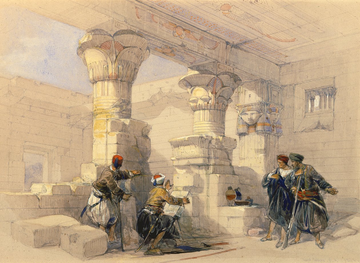 Vista, sob, pórtico, dayr, medeeneh, thebes de David Roberts