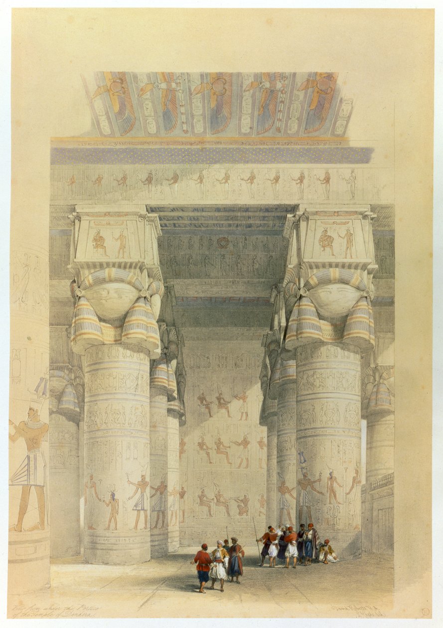 Vista sob o pórtico do Templo de Denderah, Egito, século XIX de David Roberts