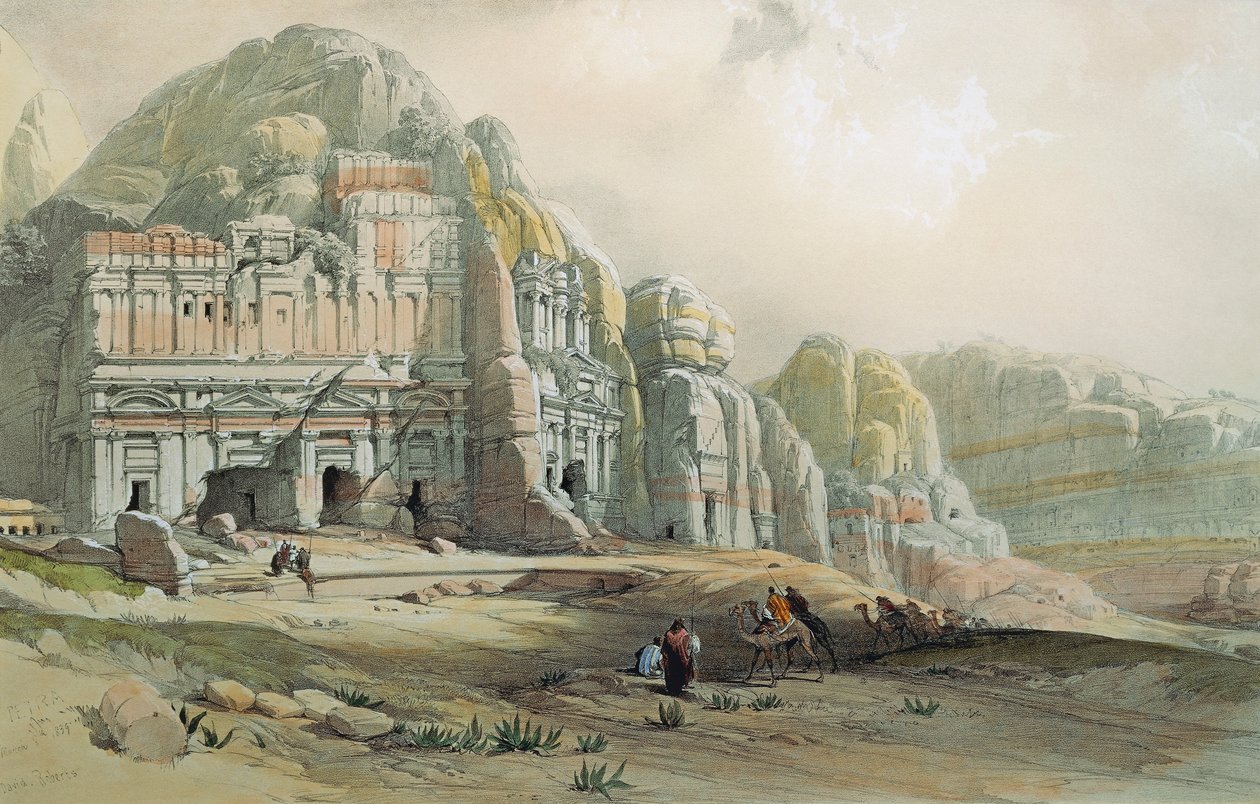 Vista das ruínas de Petra, Jordânia, por David Roberts de David Roberts