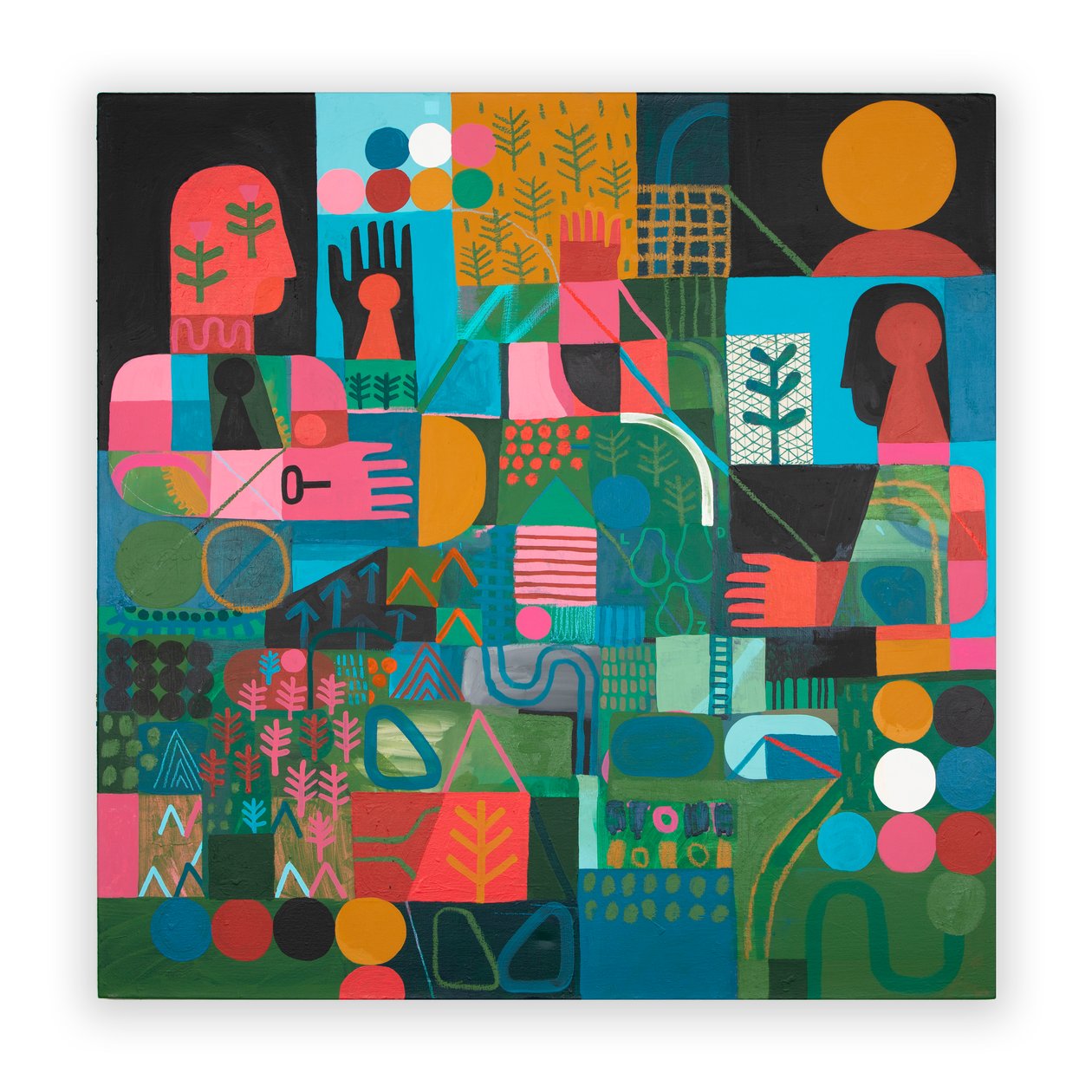 An Emotional Map Of A Celestial Body (Mapa emocional de um corpo celeste), 2023 (pintura mista e colagem sobre tela) de David Shillinglaw
