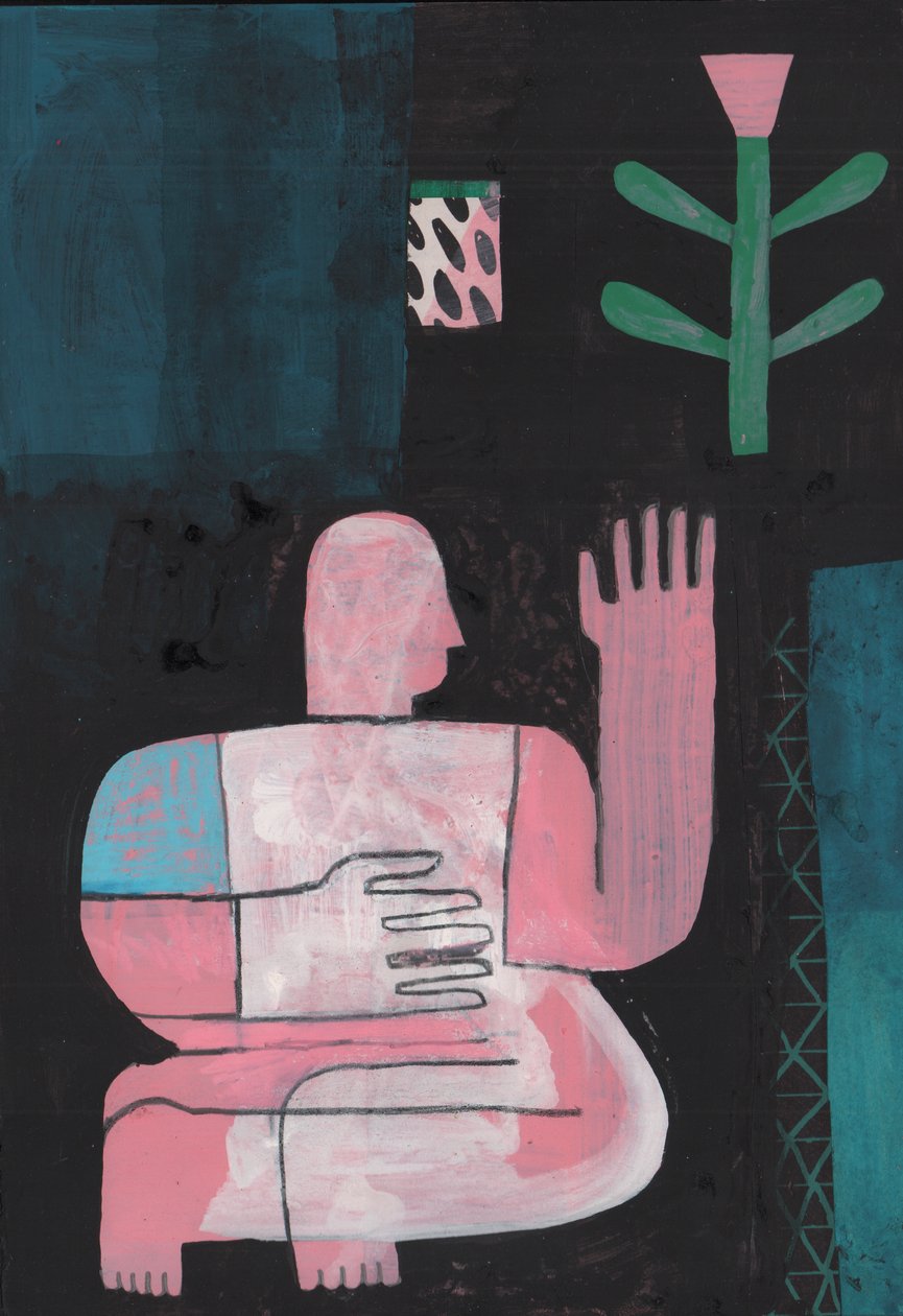 Preto e azul 1, 2023 (tinta mista sobre papel) de David Shillinglaw