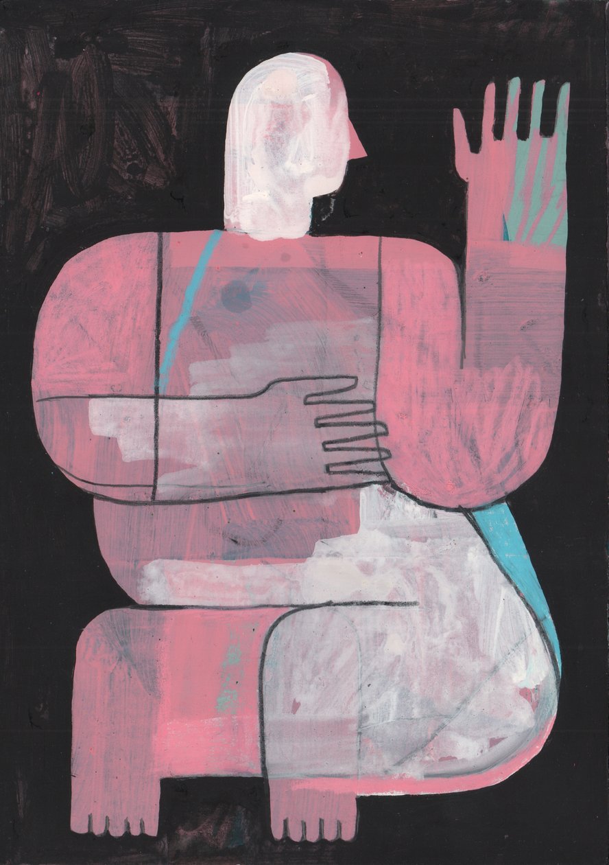 Preto e azul 2, 2023 (tinta mista sobre papel) de David Shillinglaw