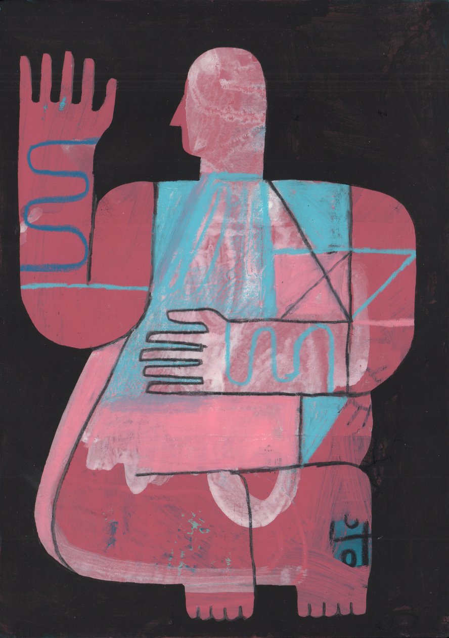 Preto e azul 5, 2023 (tinta mista sobre papel) de David Shillinglaw