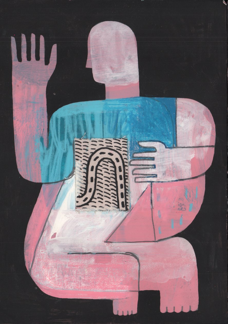 Preto e azul 6, 2023 (tinta mista sobre papel) de David Shillinglaw